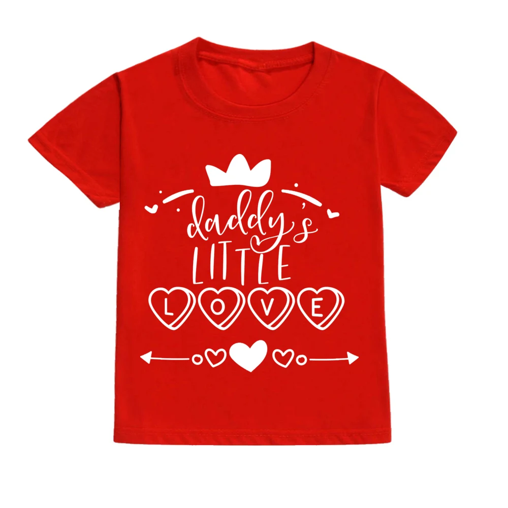 Daddy and Momy\'s Valetine Print Kids T Shirt Child Red Shirts Tops Boys Girls T-Shirt Valentine\'s Day Party Gifts Casual Clothes