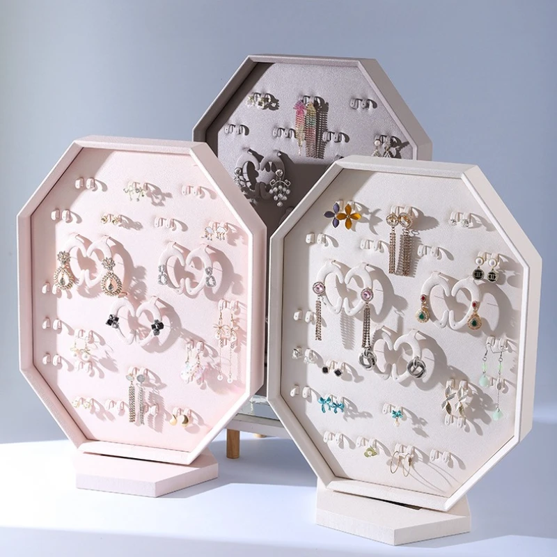

Leather Jewelry Stand Vertical Minimalist Earrings Storage Holder Exhibitor Large Necklaces Bracelet Display Tray Ring Organizer