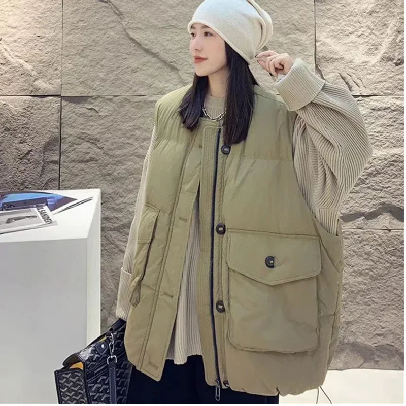 

2025 New Autumn Winter Down Cotton Waistcoat Womens Parkas Thicken Warm Cotton-Padded Vests Coats Sleeveless Puffer Vests Female