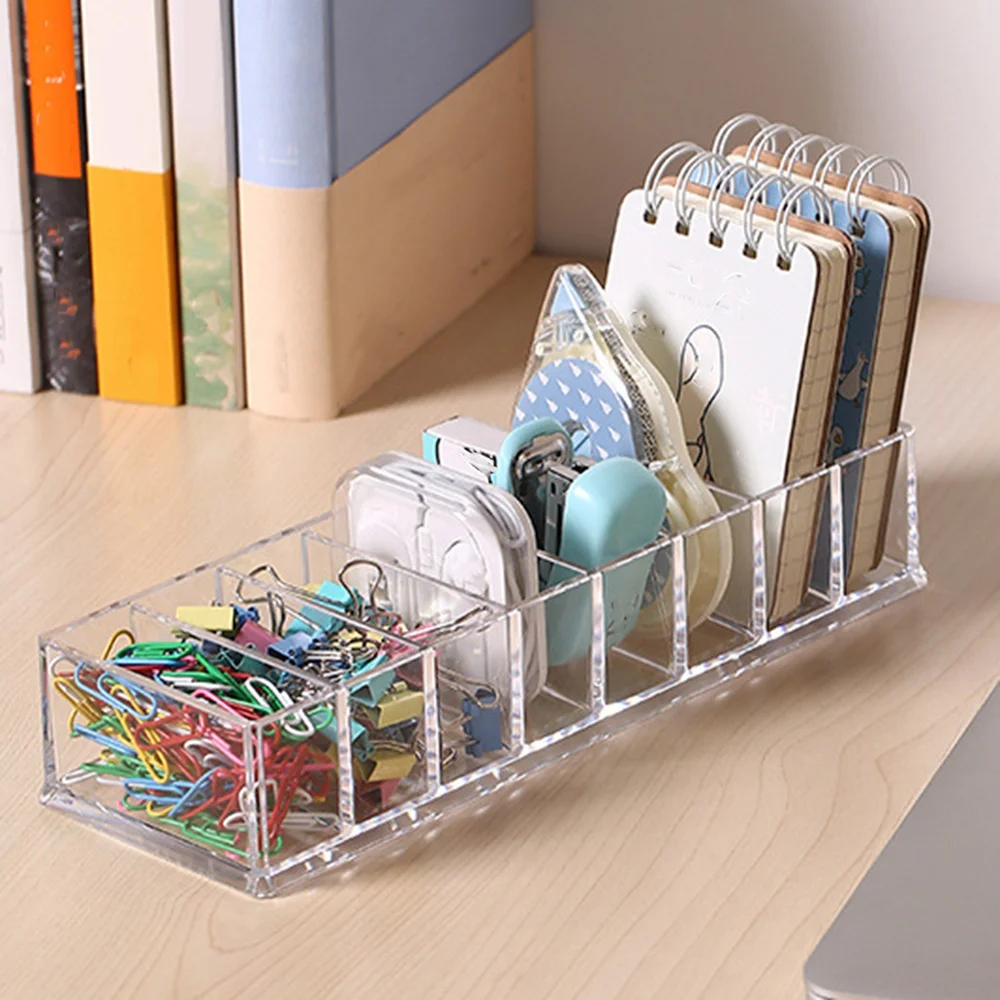 Electronic Storage Box 8 Parts Transparent Acrylic Cable with Lid Storage Box Includes 10 Pieces of Silicone Cable Ties