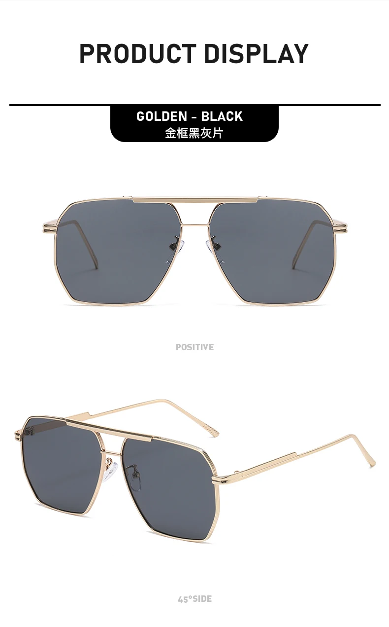 Piloten-Sonnenbrille mit goldenem Rahmen, Retro-Sonnenbrille mit doppeltem Bügel, UV-schützende Sonnenbrille für Herren zum Autofahren 2501 – Detail 10