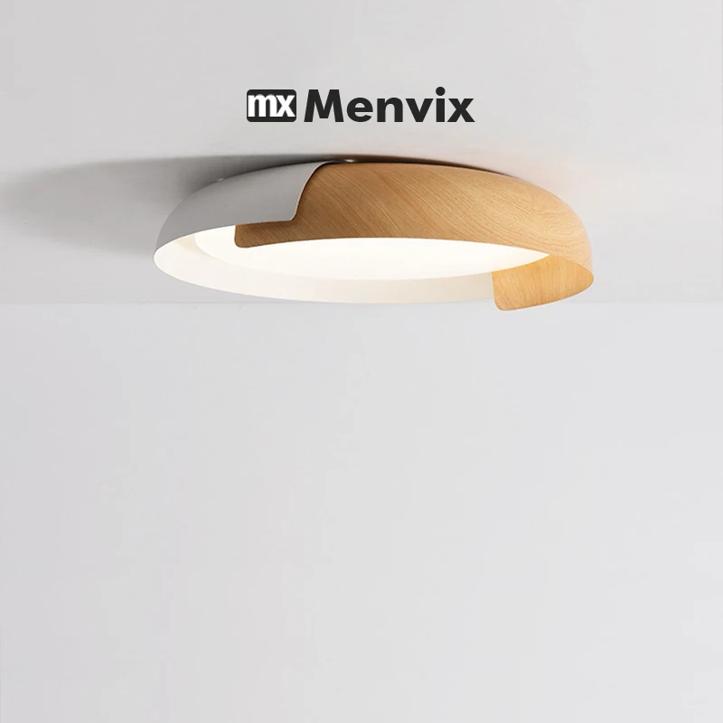 Menvix Nordic Creative Ceiling Lamp Iron/wood Grain Double Layer Lamp Body Living Room Restaurant Hanging Ceiling Light Fixture