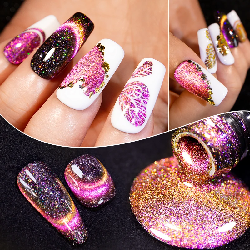 BOZLIN 7.5 مللي القط المغناطيسي هلام مسمار البولندية شبه الدائم الديناميكي بريق عاكس جيل للأظافر نقع قبالة الأشعة فوق البنفسجية هلام مسمار الفن الورنيش #3