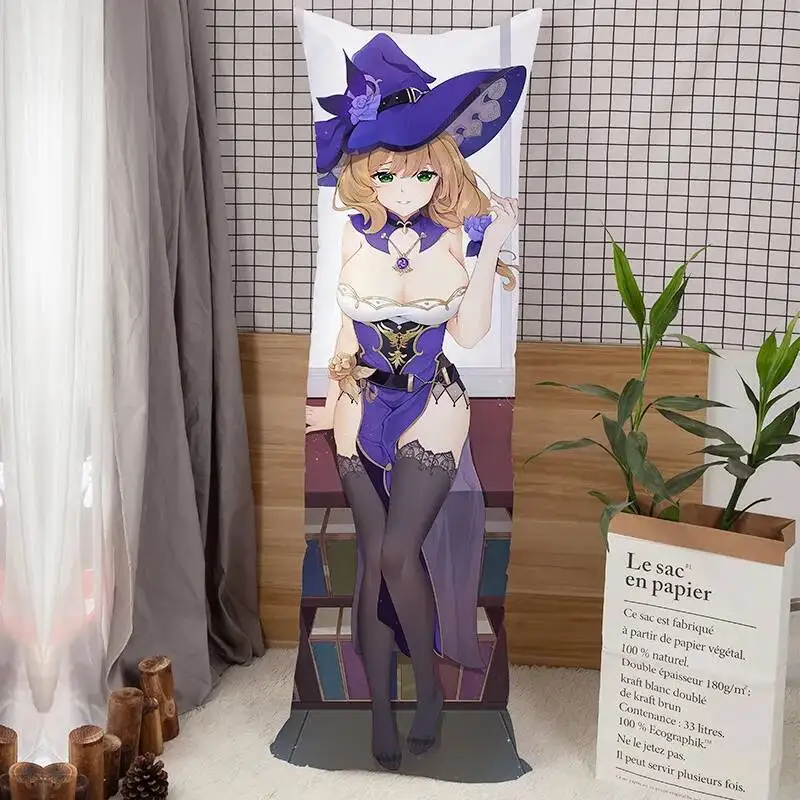 أنيمي Dakimakura لعبة جينشين تأثير ليزا تأثيري كيس وسادة كامل الجسم هينغ المخدة الخوخ غطاء وسادة طويل