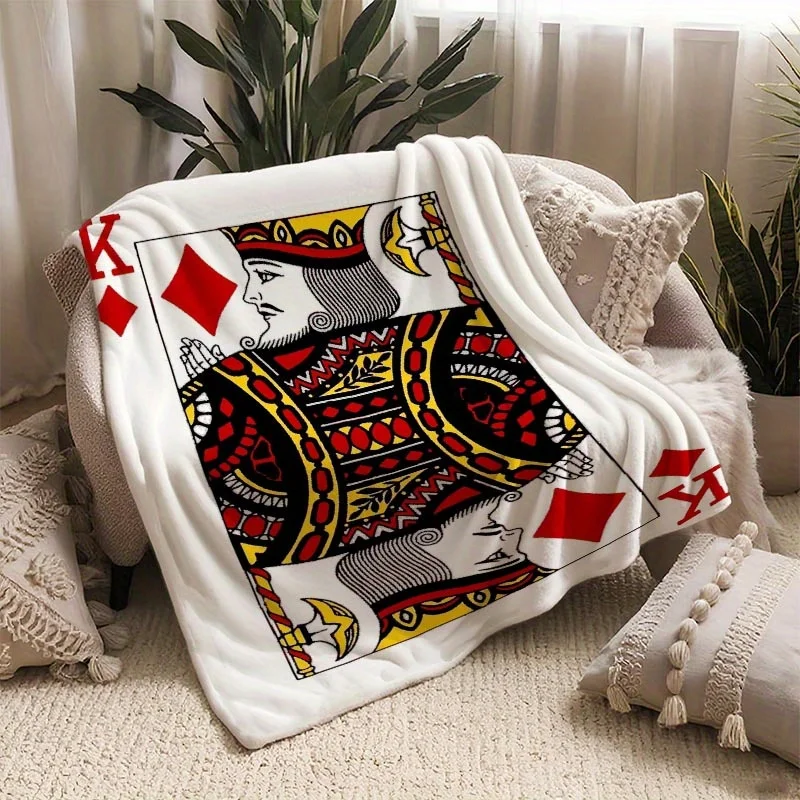 Poker K Flannel printed blanket suitable for all seasons suitable for living room office sofa and travel 180x250CM