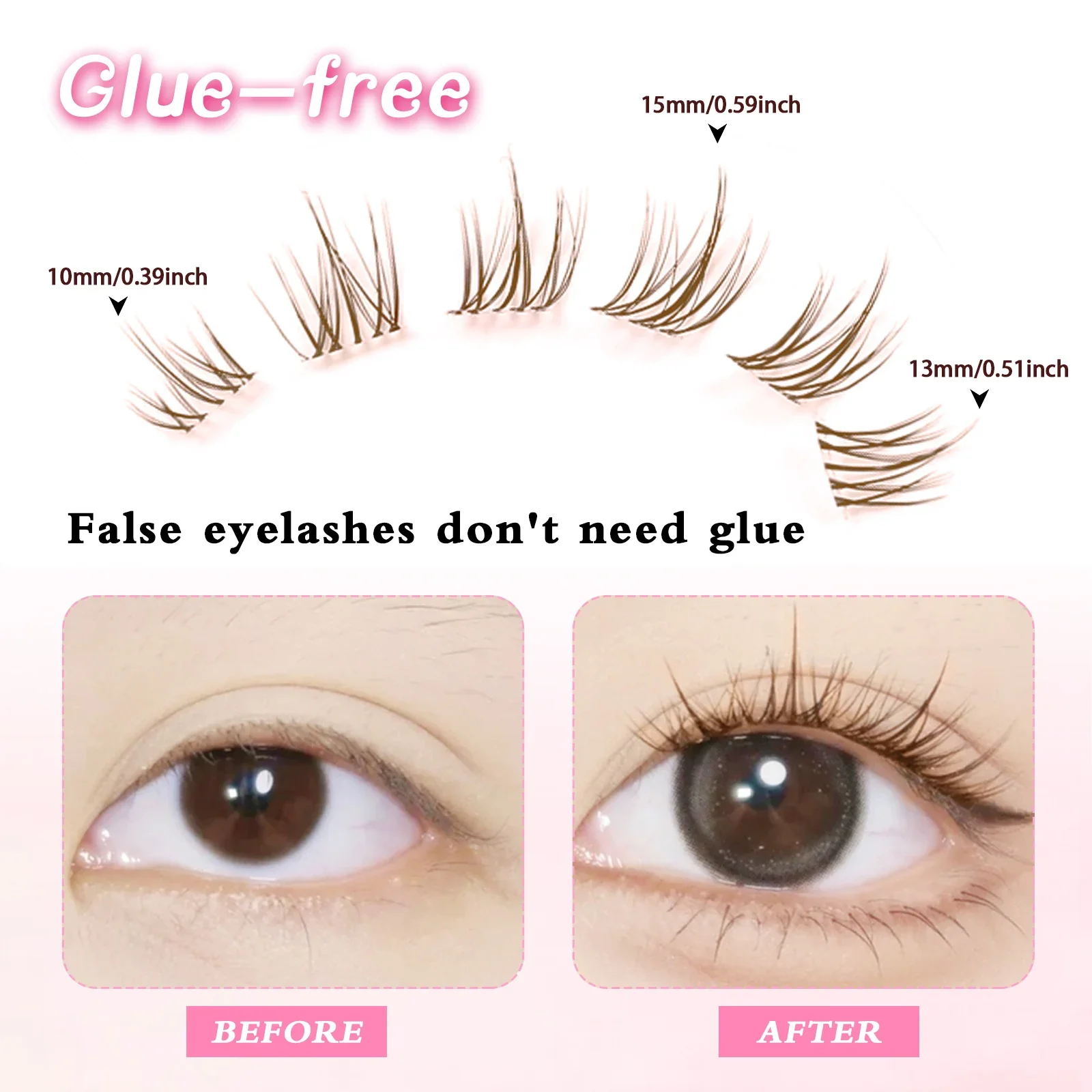 120 Pcs CC Self-adhesive Caramel Sunflower Eyelashes Glue Free Trilogy Eyelash Japanese and Korean Styles For Beginner Reusable