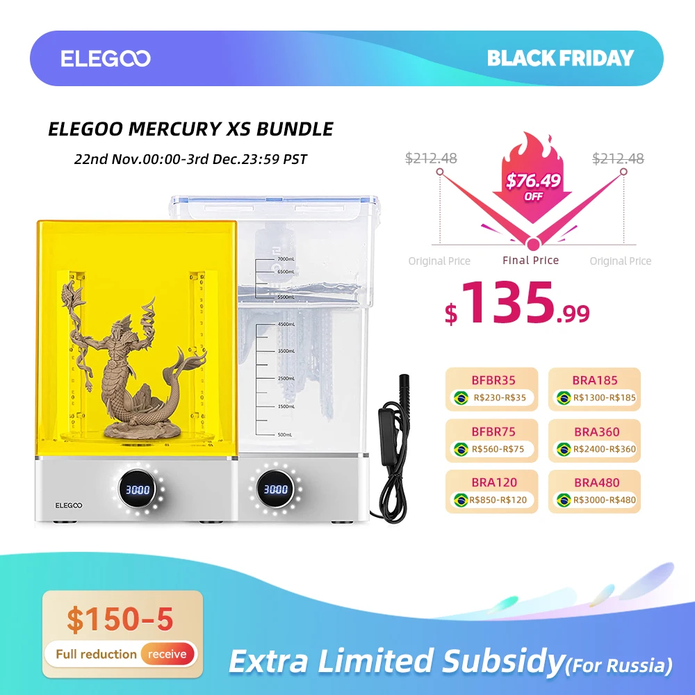 ELEGOO MERCURY XS BUNDLE Wash and Cure with Separate Washing Station for Large Resin 3D Prints, Compatible with SATURN 3 ULTRA