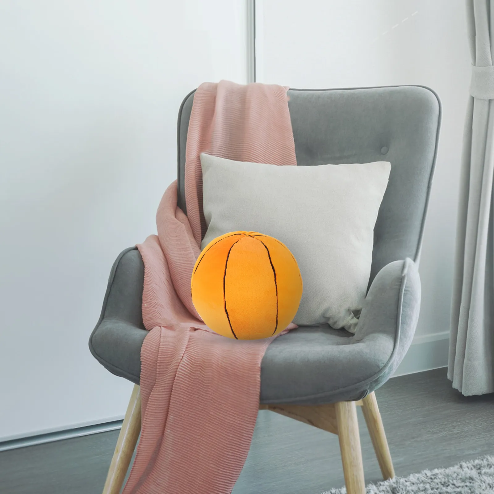 

Basketball Pillow Shape Soft Comfortable Decorative Throw Cushion for Sofa Bed Living Room Bedroom Basketball Fan