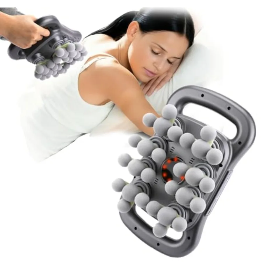 

Массажный пистолет с 28 насадками для глубокого перкуссионного массажа тканей, 9 режимов и 9 регулируемых уровней интенсивности, бесшумный массажер для мышц