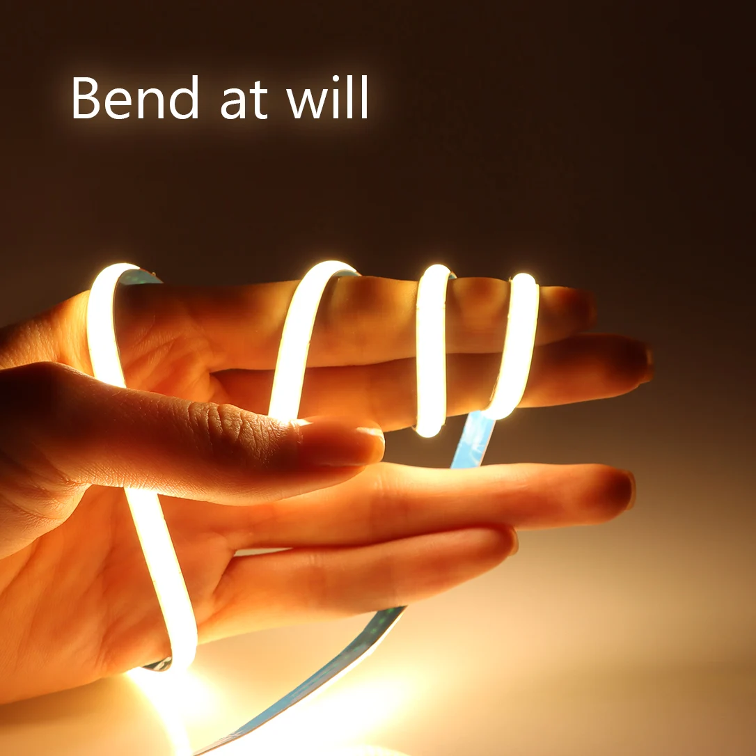 COB LED Strip Light Flexible Lamp Tape Neon Light 12V High Bright Kitchen Cabinet TV Desktop Screen BackLight Car Room Decor ﻿