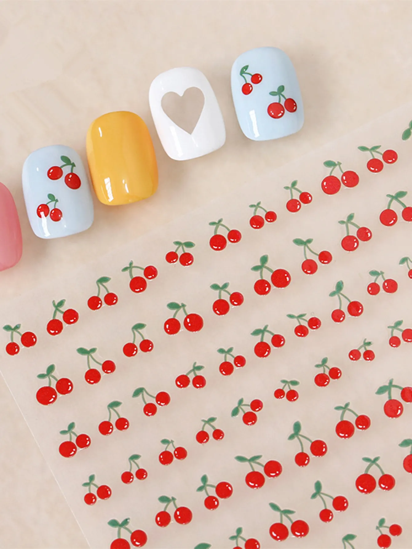 1pcs Sweet Cherry Nail Art Charms Stickers Kawaii Fruit Design Nail Transfer Decals DIY Manicure Self Adhesive Decoration Slider