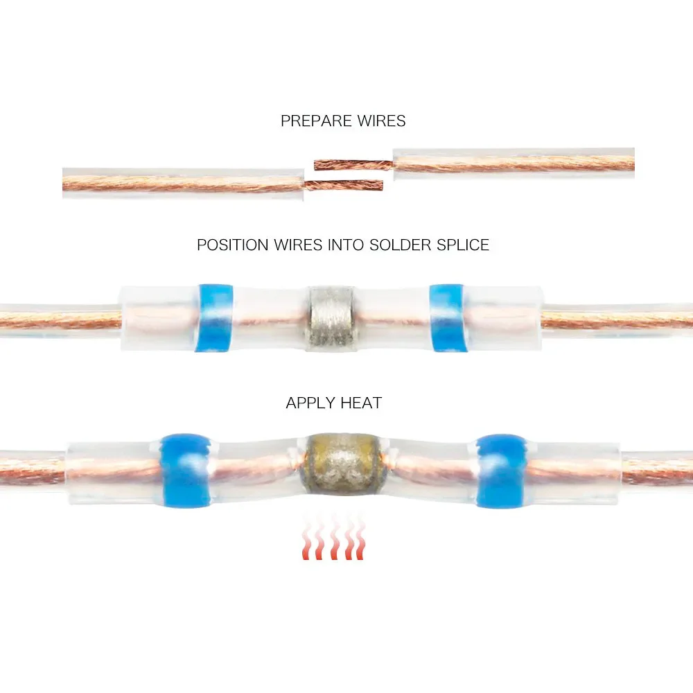 600/50Pcs Heat Shrink Butt Crimp Terminals Waterproof Solder Seal Electrical Connectors Wire Cable Splice Kit