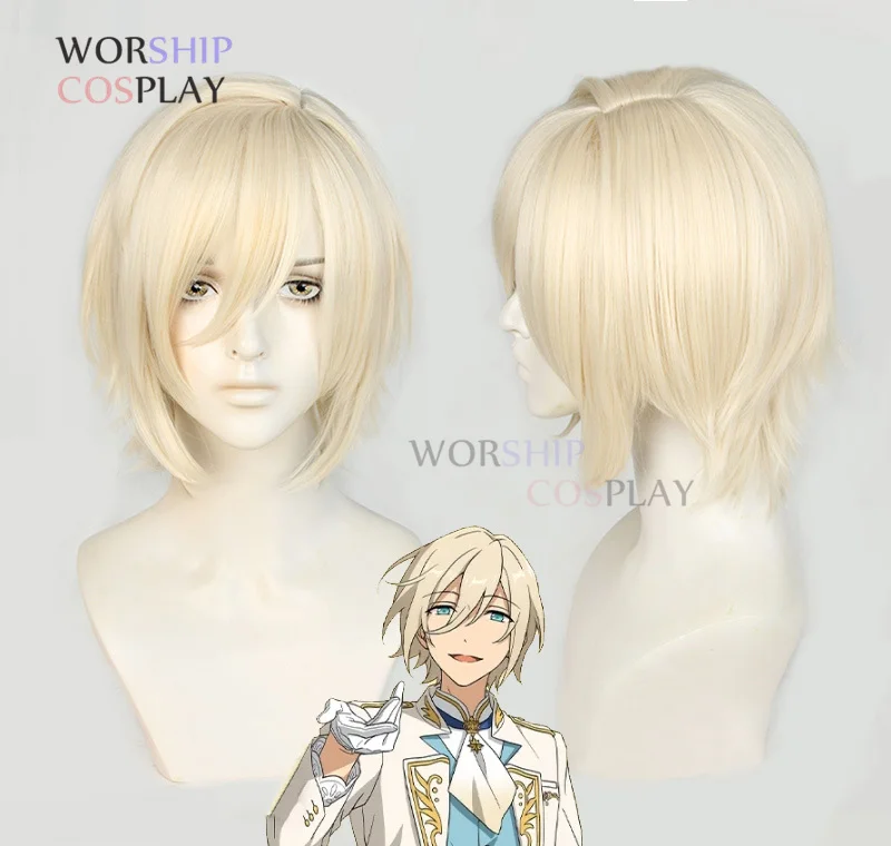 

ES! Tenshouin Eichi Cosplay Wig Light gold Ensemble Stars Unisex Halloween Carnival Party Cos Wig