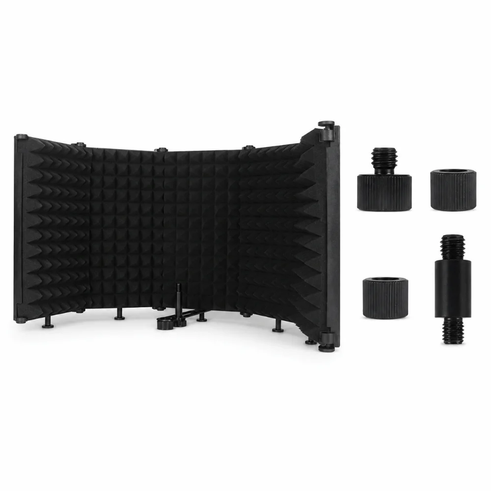5-Panel Structure Microphone Isolation Shield Foldable Adjustable Angles Mic Sound Absorbing Foam Reflector Portable Vocal Booth view 5