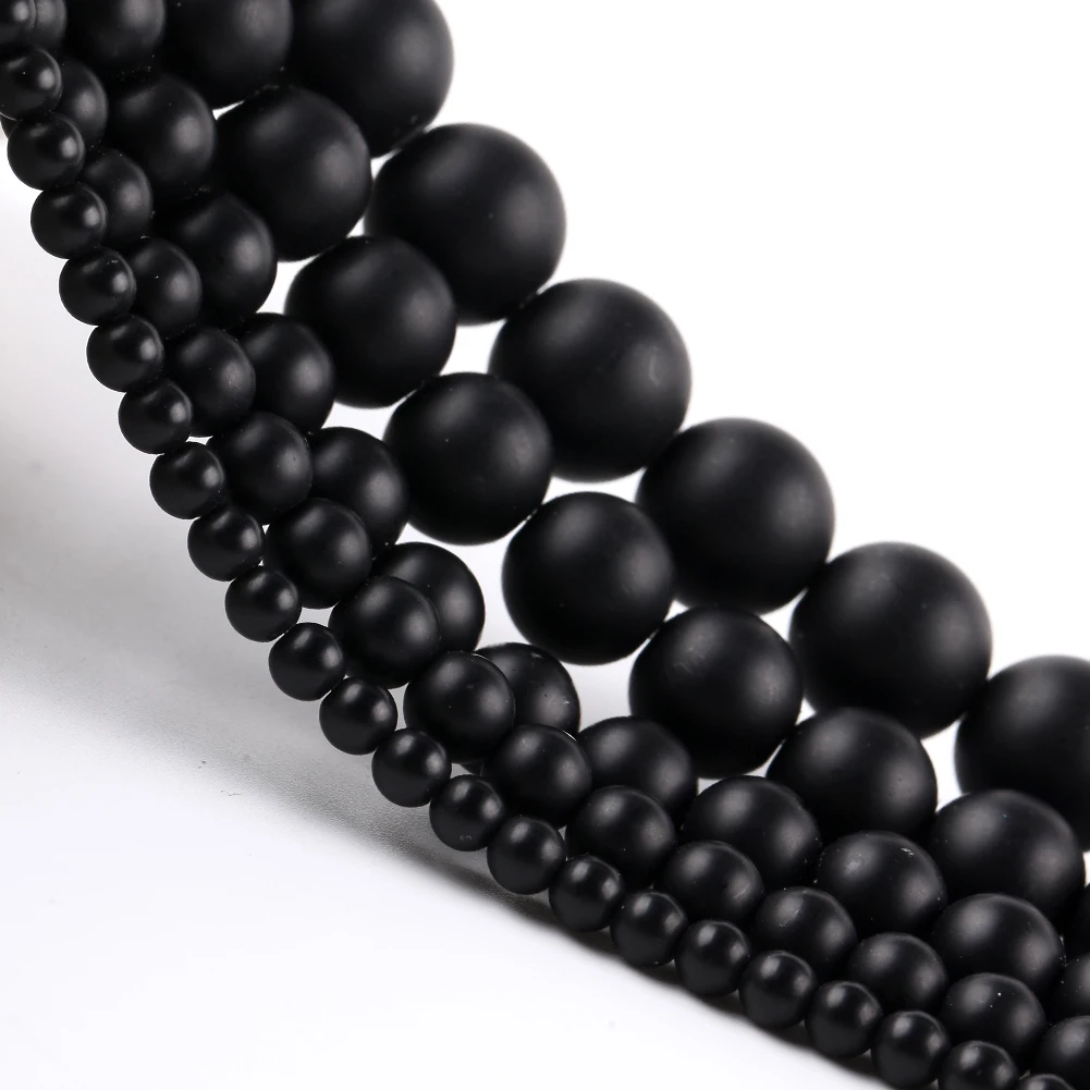 8mm Dull Polished Matte Black Onyx Agate Stone Beads For Jewelry Making Diy Bracelets Necklace 15inches