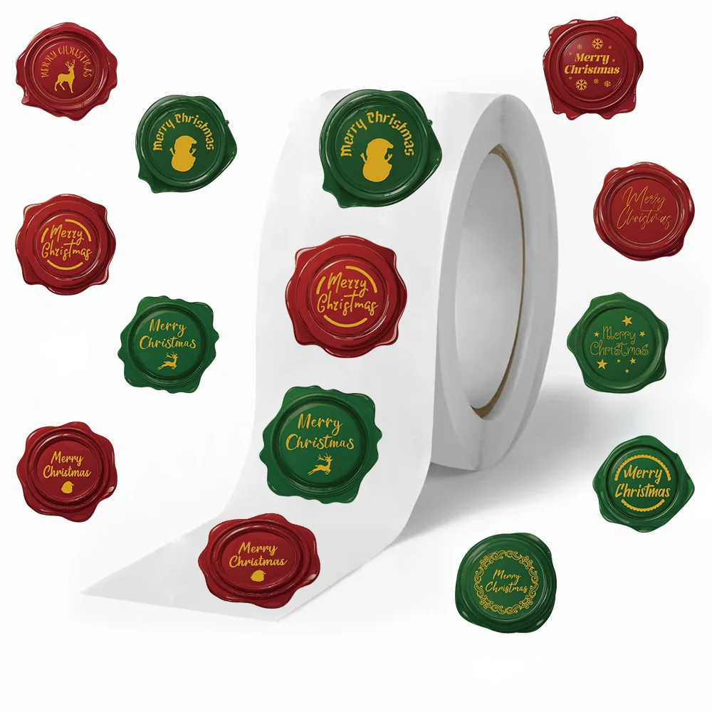500Pcs Christmas Seal Stickers Roll for Envelope Student Label Kawaii Stationery Sticker Seal Lable