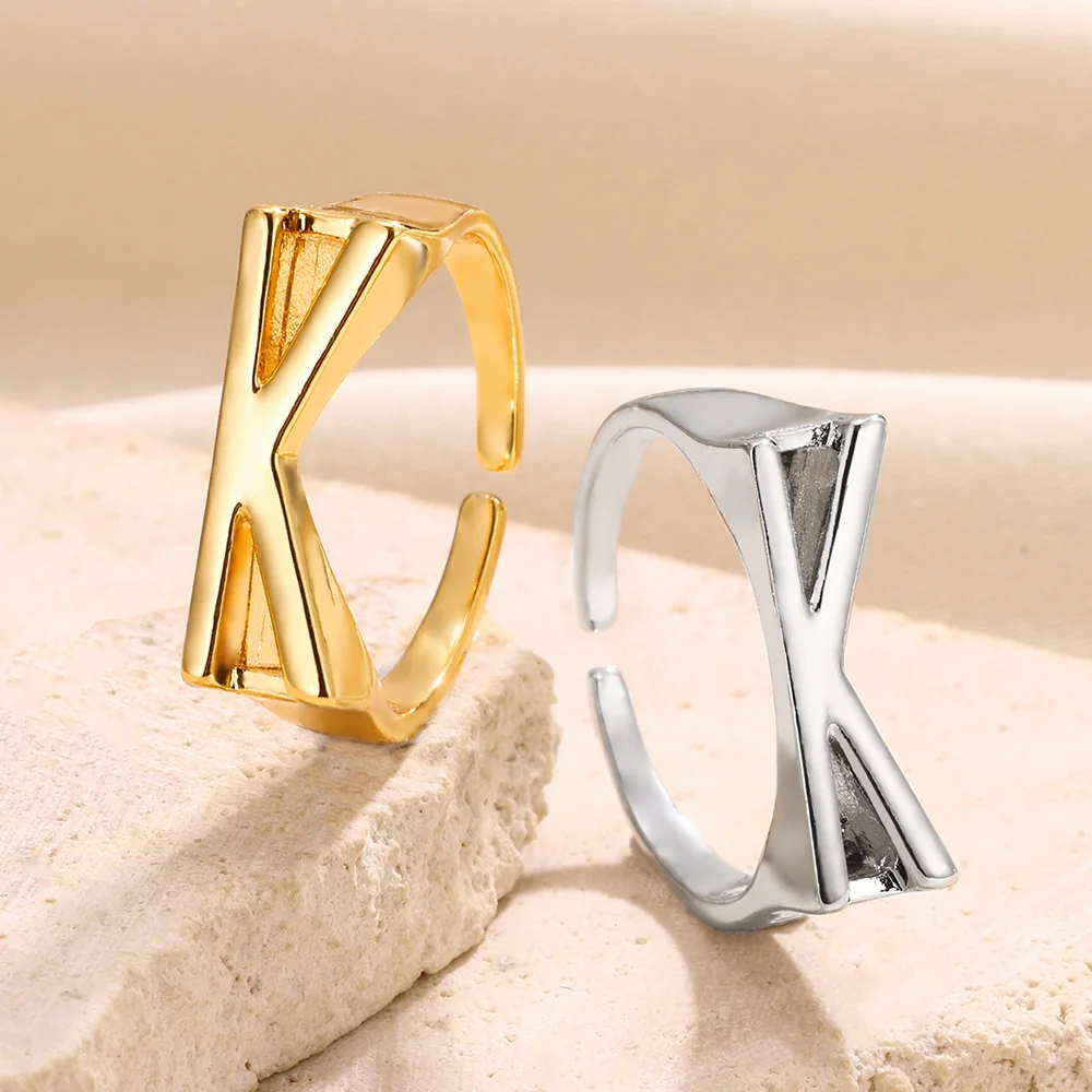 Classic Classic Ring A-Z Letter Rings For Women Men Adjustable Couple Ring New Arrived Trend Jewelry Simple Letter Anillos