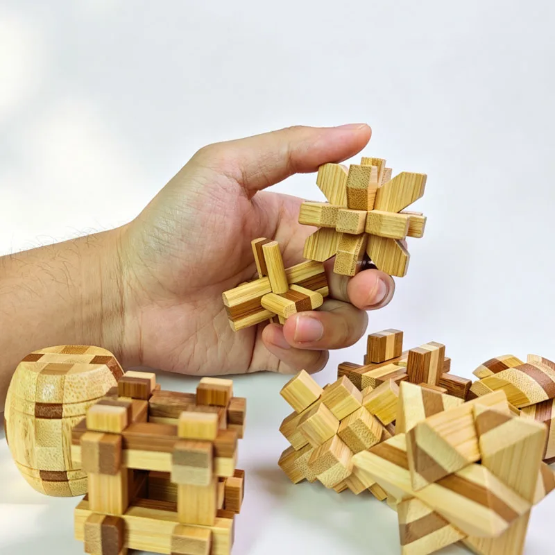 NEW 4.5CM Lu Ban Lock Puzzle Bamboo Unlock Interlock Brain Teaser Toys IQ and Logic Test Educational Gifts For Kids & Adults view 4