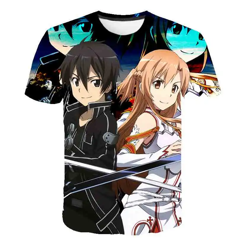 Anime 3D-printed Sword Art Online T-shirt Streetwear Men's and Women's Casual Fashion Game T-shirt Harajuku Hip-hop Clothing 6XL