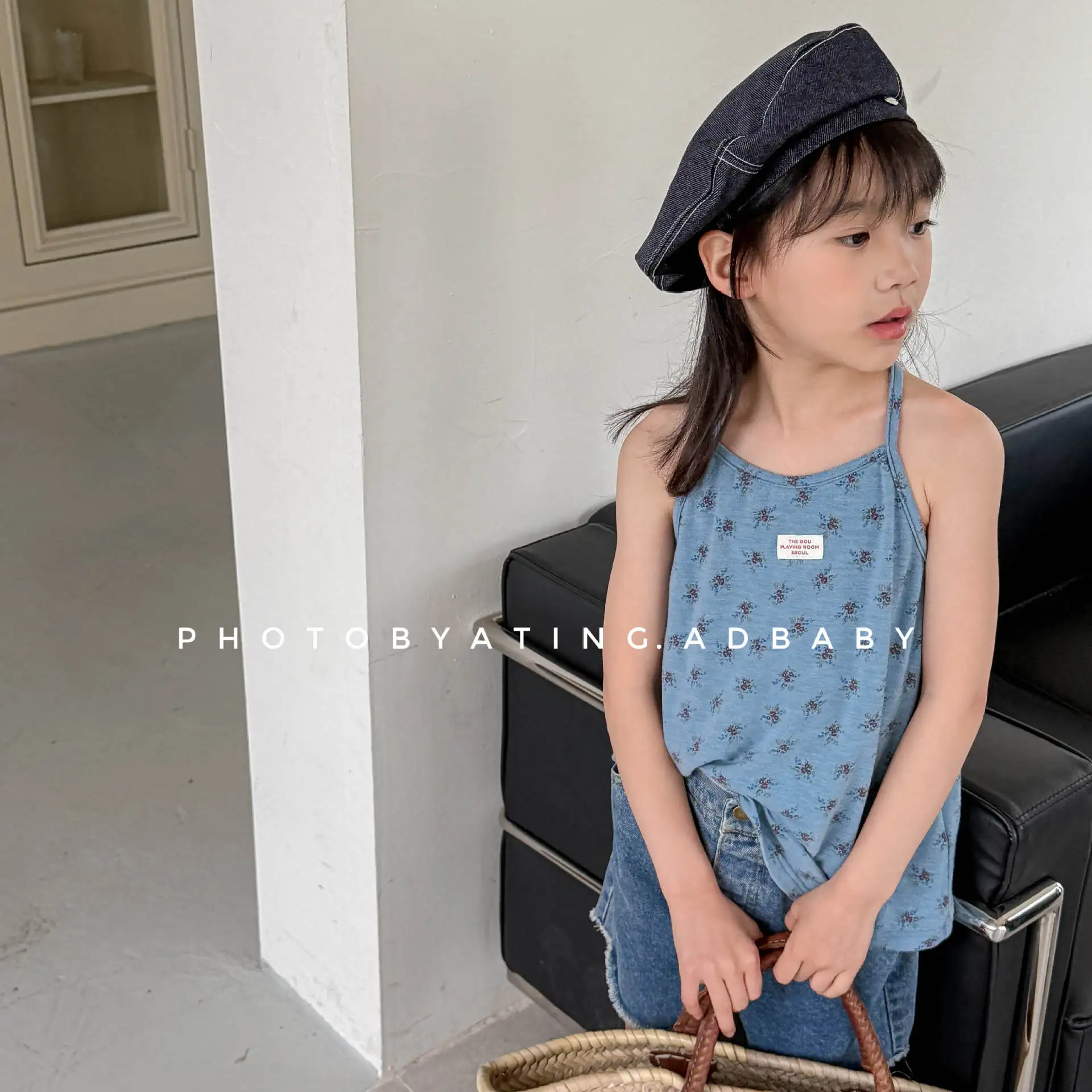 2026 Summer New Girls Sling Vest Children Sleeveless T Shirts Cotton Baby Girl Cotton Tee Princess Floral Vest Kids Clothes