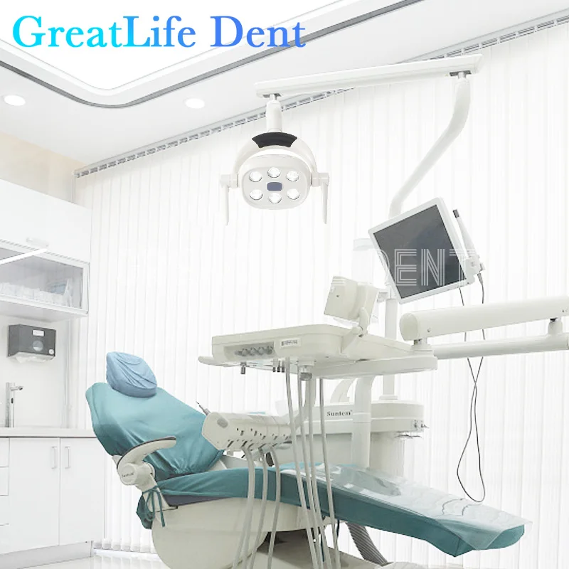 GreatLife Dent 9W 6Led Dentist Operation Dental Chair Induction 8 Grade Illumination Lamp Surgery Shadowless Surgical Led Light