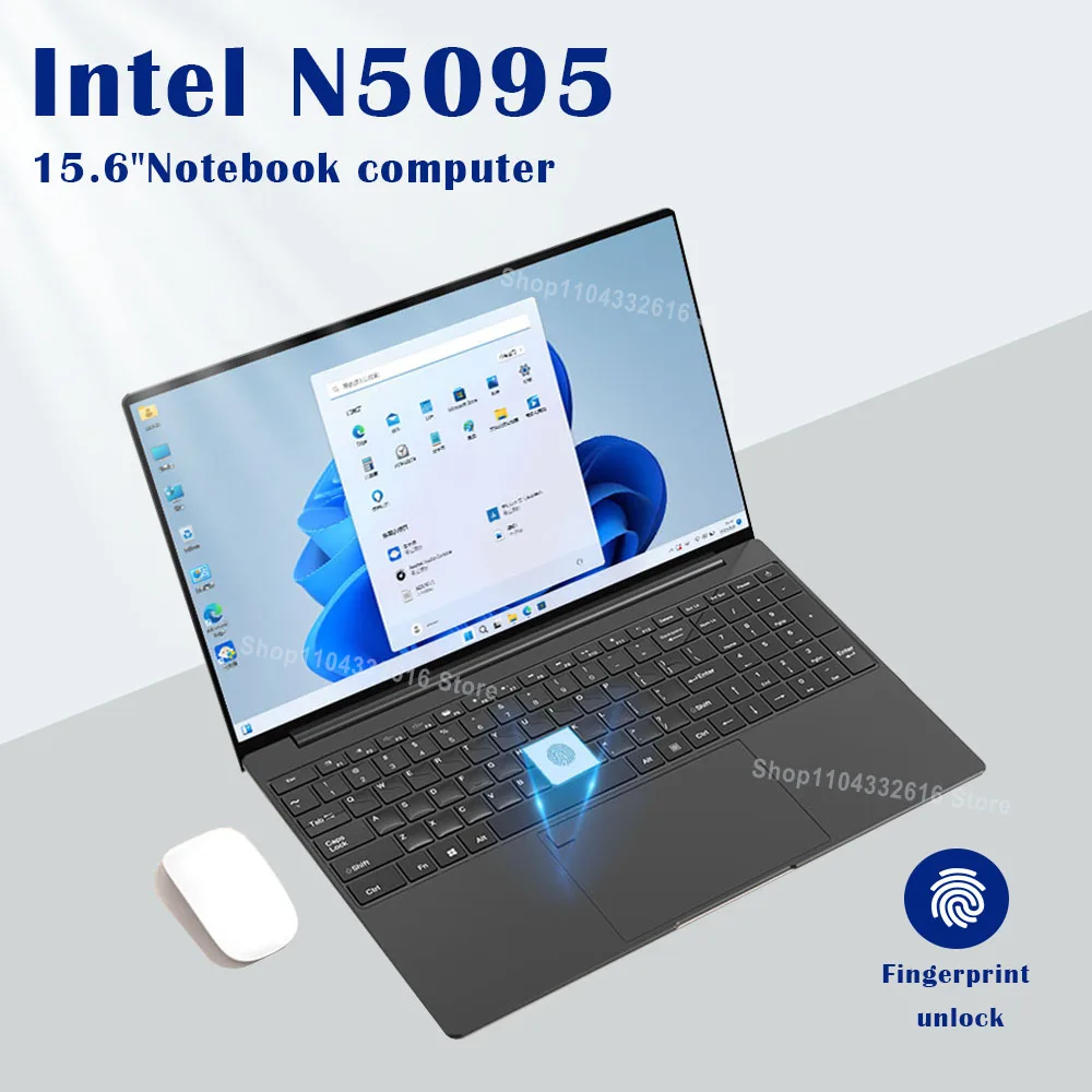 2025 Intel Celeron N5095 15.6 Inch Windows 11 Ram 16GB 32GB RAM Fingerprint Unlock IPS Business Ultrathin Gaming Laptop