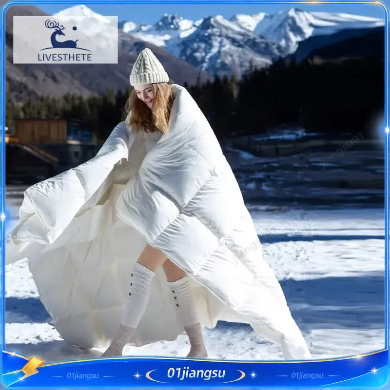 Liv-Esthete 100% Goose Down Comforter Winter Warm 3D Bread Duvet Queen King Size Cotton Shell All Season Quilt Bedding Sleep