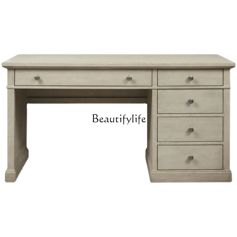 

American country solid wood desk French retro study office desk simple furniture