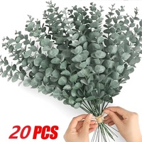 20PCS Artificial Eucalyptus Stems Decor Fake Dried Eucalyptus Leaves Real Touch Faux Greenery Leaf Branches for Wedding Bouquet