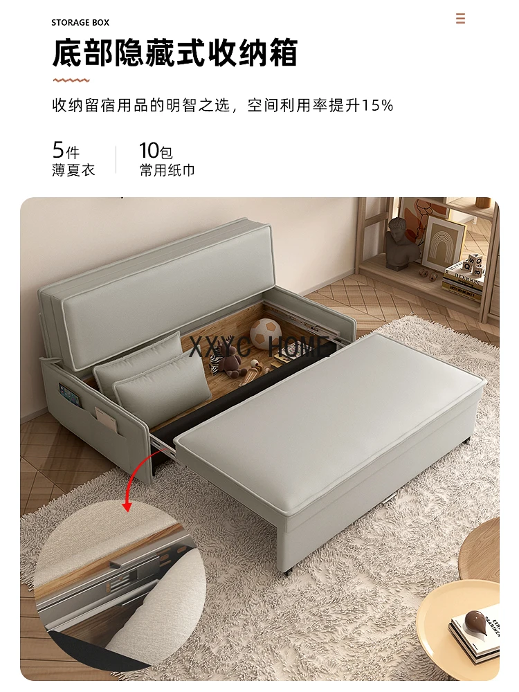 Folding Sofa Bed Dual-Purpose Retractable Drawer Broaching Machine Living Room Multifunctional Storage