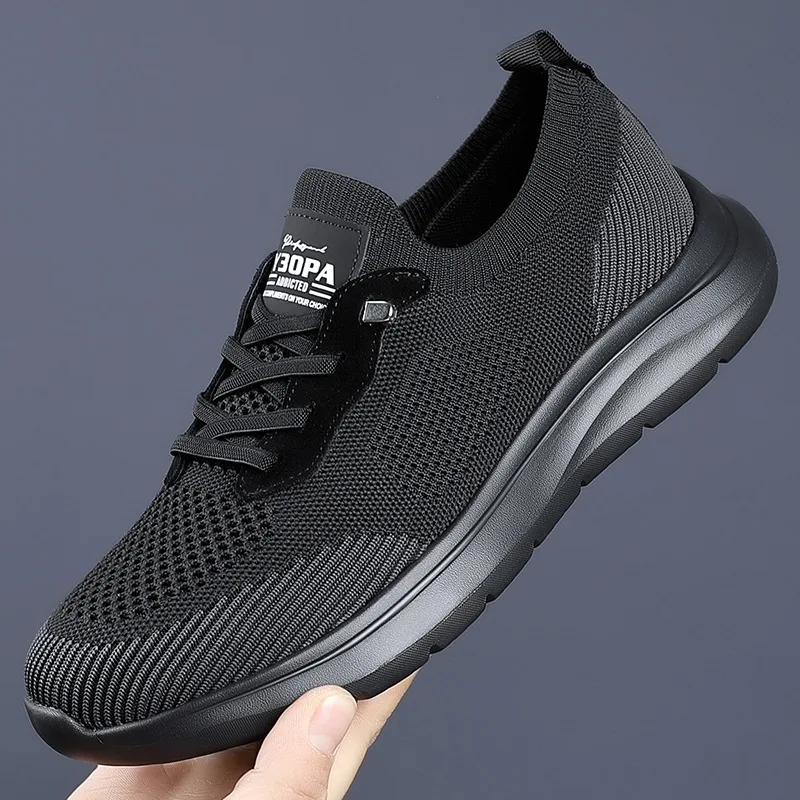 

Spring Summer New Lace Designer Mesh Shoes for Men Solid Color Sports Running Shoes Male Fashion Casual Sneakers Man