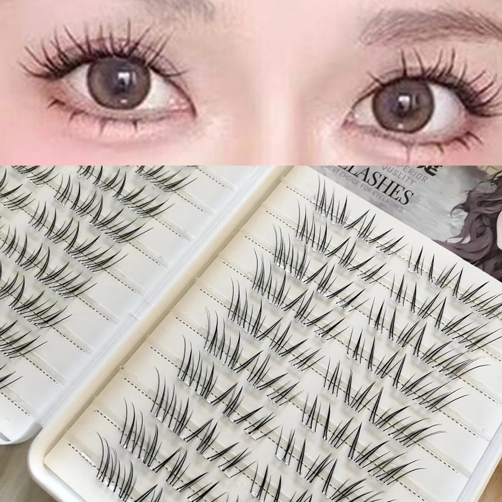 Künstliche Faser-Cluster-Wimpern, 11–13 mm, gemischte C-Curl-Wimpern, leicht, natürlicher Look für das tägliche Augen-Make-up