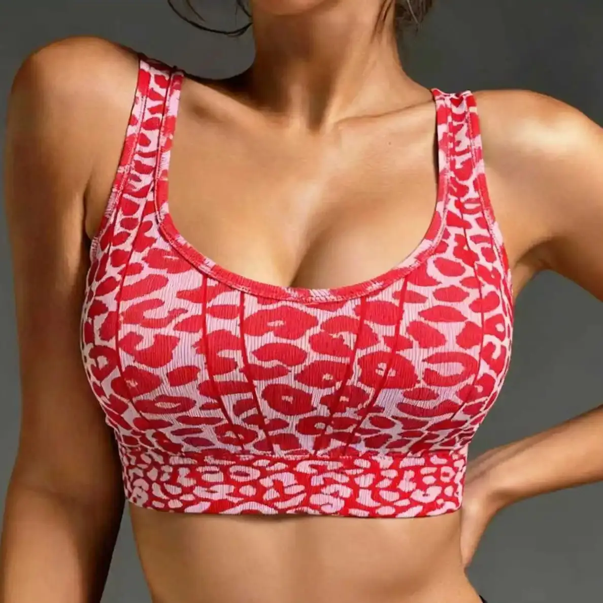 Women Red Leopard Leggings Arch Gym Fitness Athletic Workout Elastic Leggins Yoga Pants Sports High Waist Training Tights