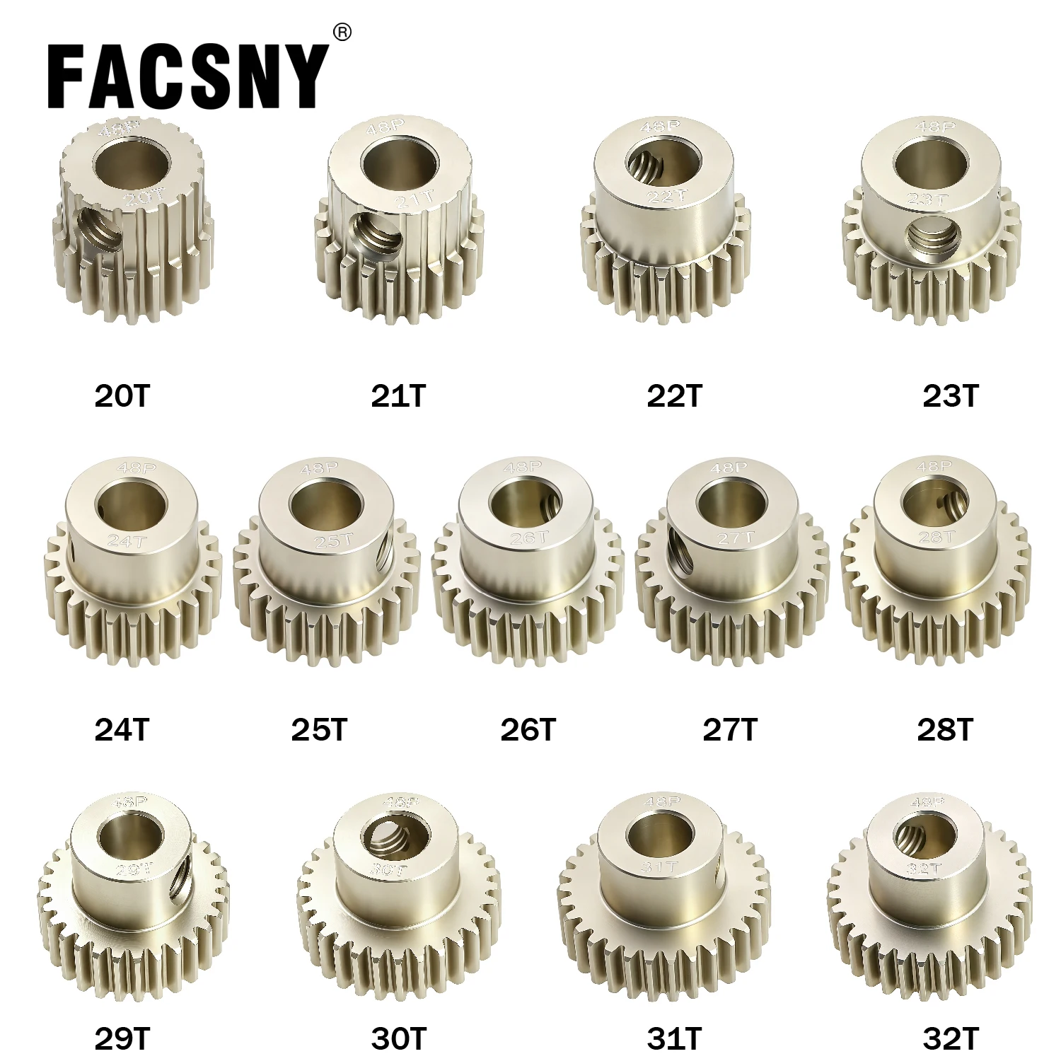 48P 5MM Aluminum Pinion Motor Gear 20T 21T 22T 23T 24T 25T 26T 27T 28T 29T 30T 31T 32T for 1/10 Scx10 Trx4 RC Model Car Parts