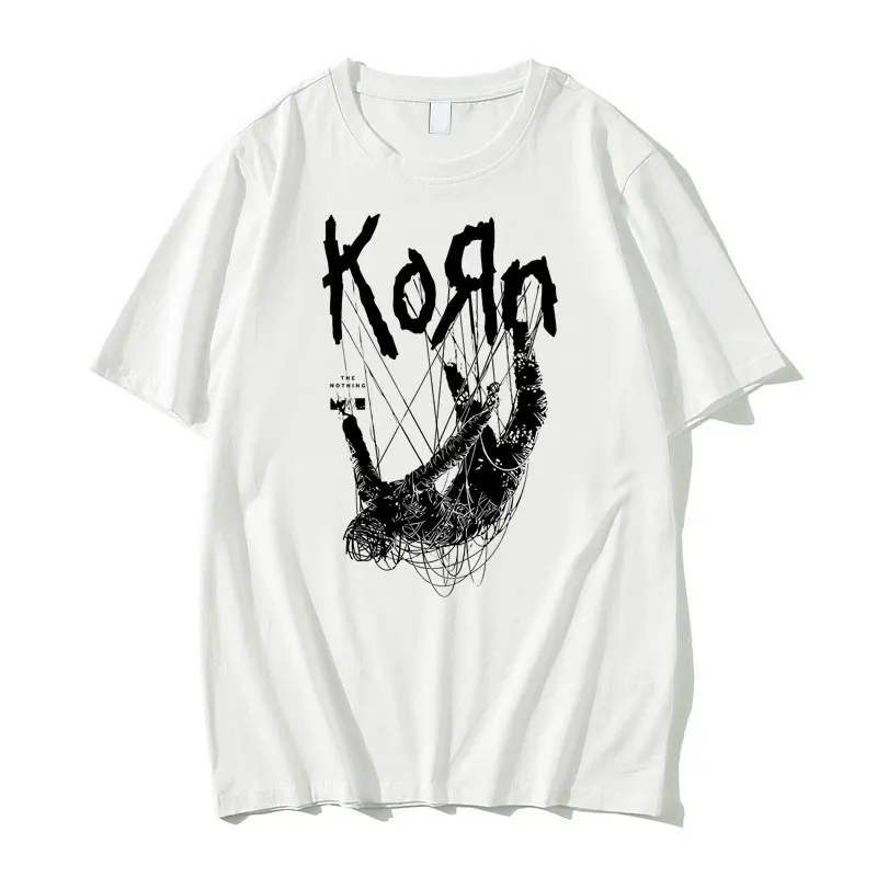 American Singer Rock Band Korn Print Graphic T-shirt Summer manica corta Tees top Streetwear Casual T-shirt in puro cotone da uomo