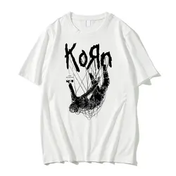 American Singer Rock Band Korn Print Graphic T-shirt Summer Short Sleeve Tees Tops Streetwear Casual Pure Cotton T Shirts Men's