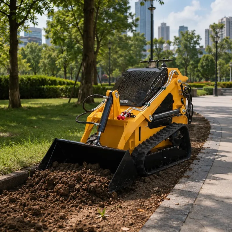 300kg Mini Skid Steer Loader Small Turning Radius Customized Rooftop Material Moving Compact Design