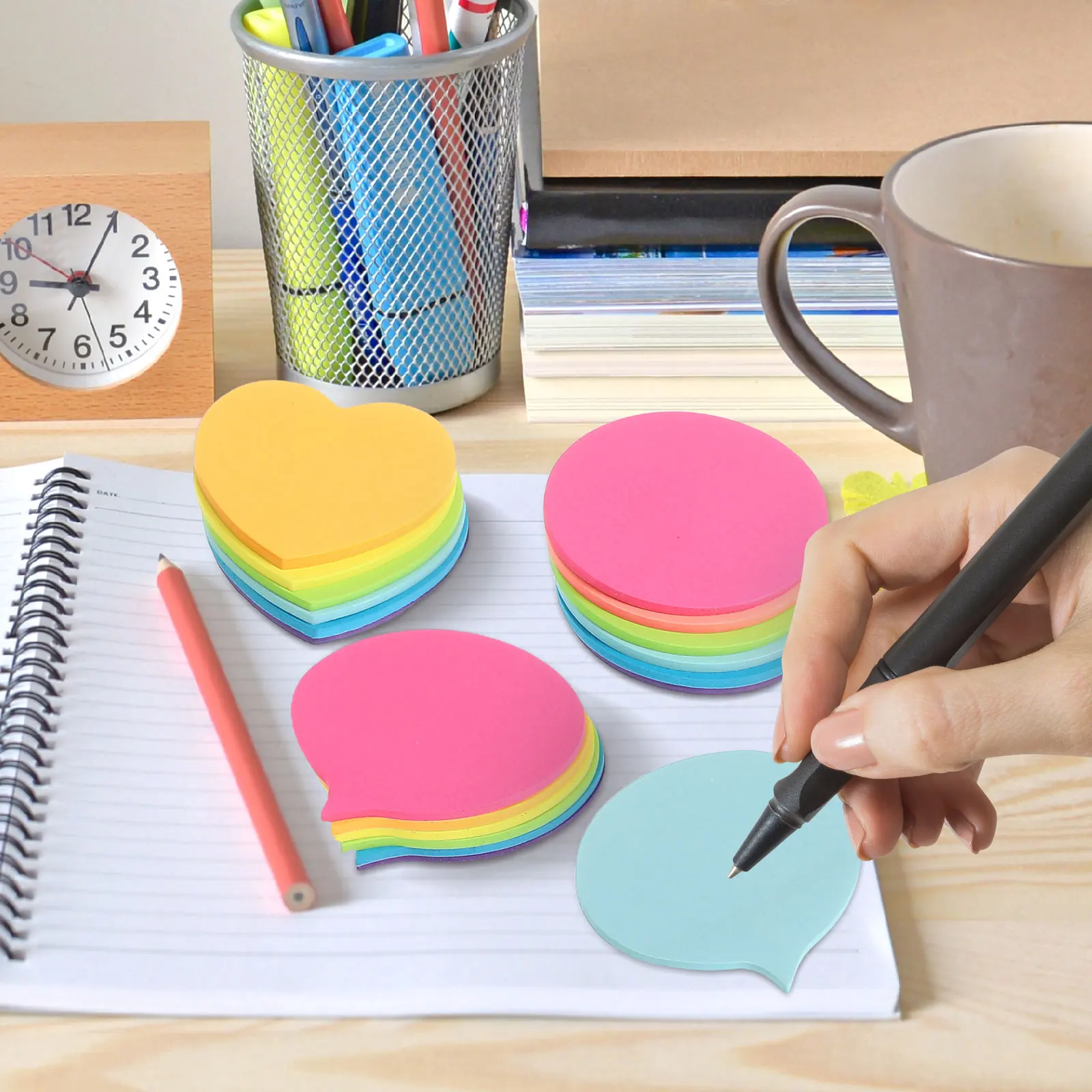 30 hojas de almohadillas, Mini cuaderno adhesivo de 3x3 pulgadas, colores brillantes, libretas autoadhesivas, artículos imprescindibles para el aula para productos para el hogar