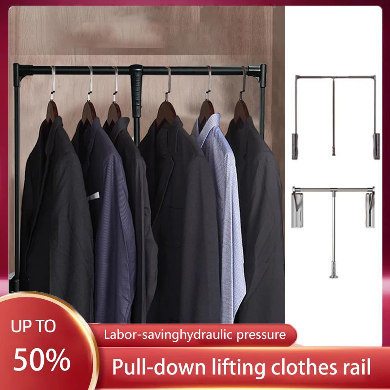 

Lift Hanging Clothes Rail Pull-Down Wardrobe Automatic Return Cloakroom Wardrobe Telescopic Clothes Hanger Household Hardware