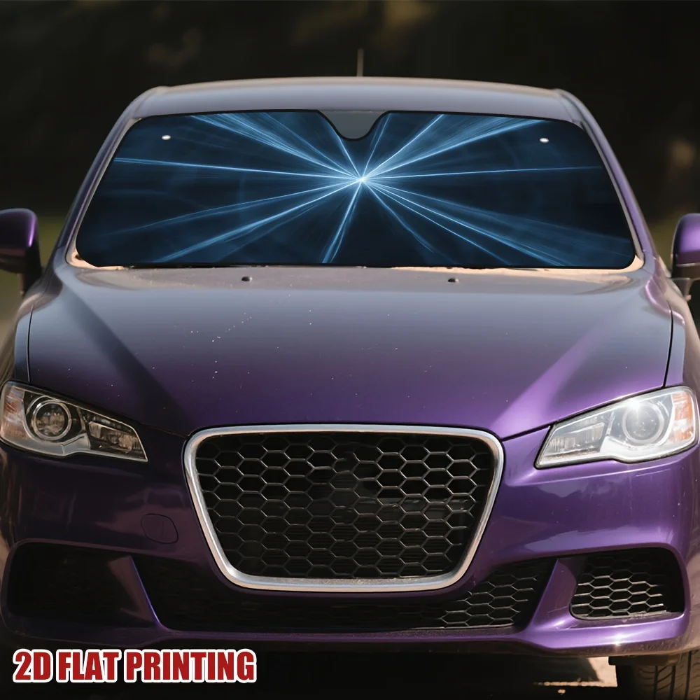 1pc Blue Iridescent Mesh Car Sunshade, Essential For Parking During Peak Hours, Quickly Reduces Interior Temperature And Maintai