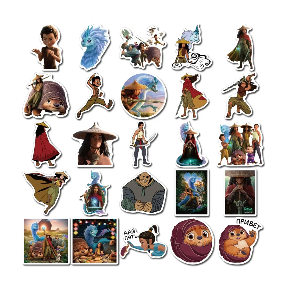 50pcs Disney Moive Raya and The Last Dragon Stickers Anime for Kids Toy Graffiti Notebook Bike Cool Cartoon Sticker Fun Decal