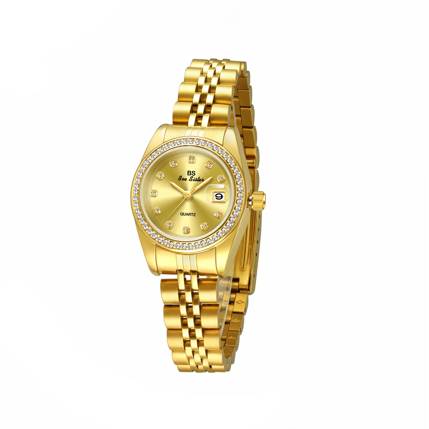 Gold Watch For Women High Quality Luxury Diamond Dial Original Calendar Quartz Watches Steel Strap Women\'s Wristwatch Gifts 2025