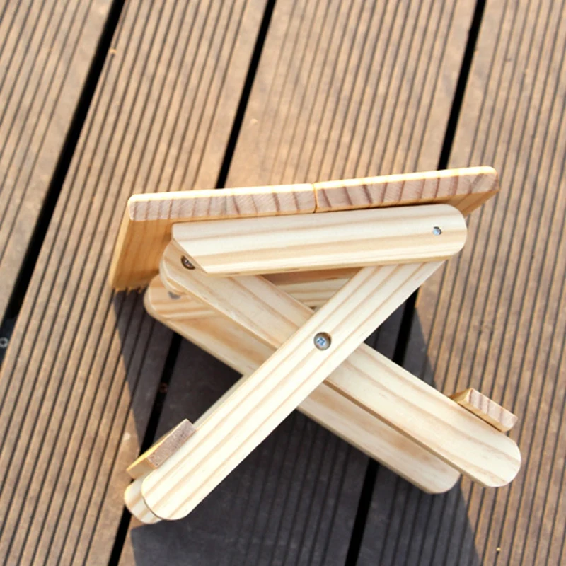 

ABHI-Wood Folding Stool Kids Furniture Portable Household Solid Wood Mazar Fishing Chair Small Bench Square Stool