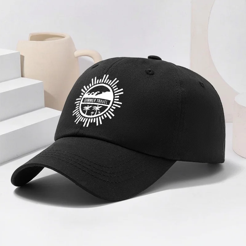 A Unisex Resort SUMMER TRAVEL Sun Coconut Tree Print Baseball Cap, Spring And Autumn Fashionable Casual Soft Top Baseball Cap, M