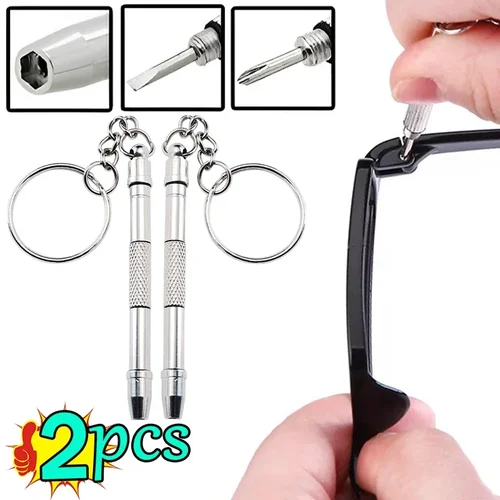 Destornillador de gafas, Kit de reparación de relojes con llavero, herramientas manuales portátiles, destornillador de precisión, 1/2 Uds.