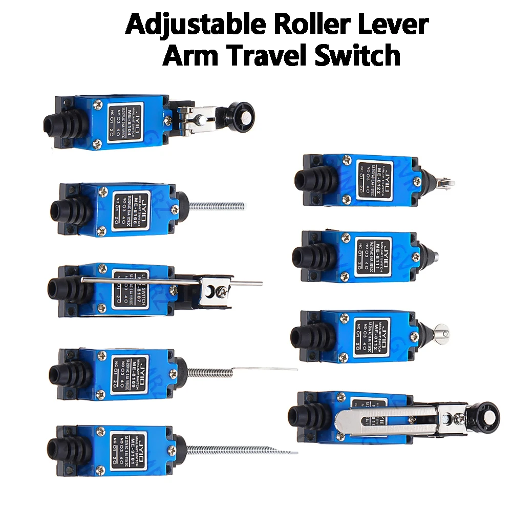 1PCS ME-8108 ME-8111 ME-8112 ME-8166 ME-8169 Adjustable Roller Lever Arm Travel Switch ME-8104 Limit Switch Rotary AC250V NO NC