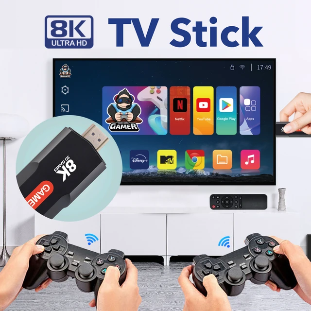 Q9 Dual System Game Stick 8K Retro Video Games Console with Wireless  Controller 64G TV Sticks