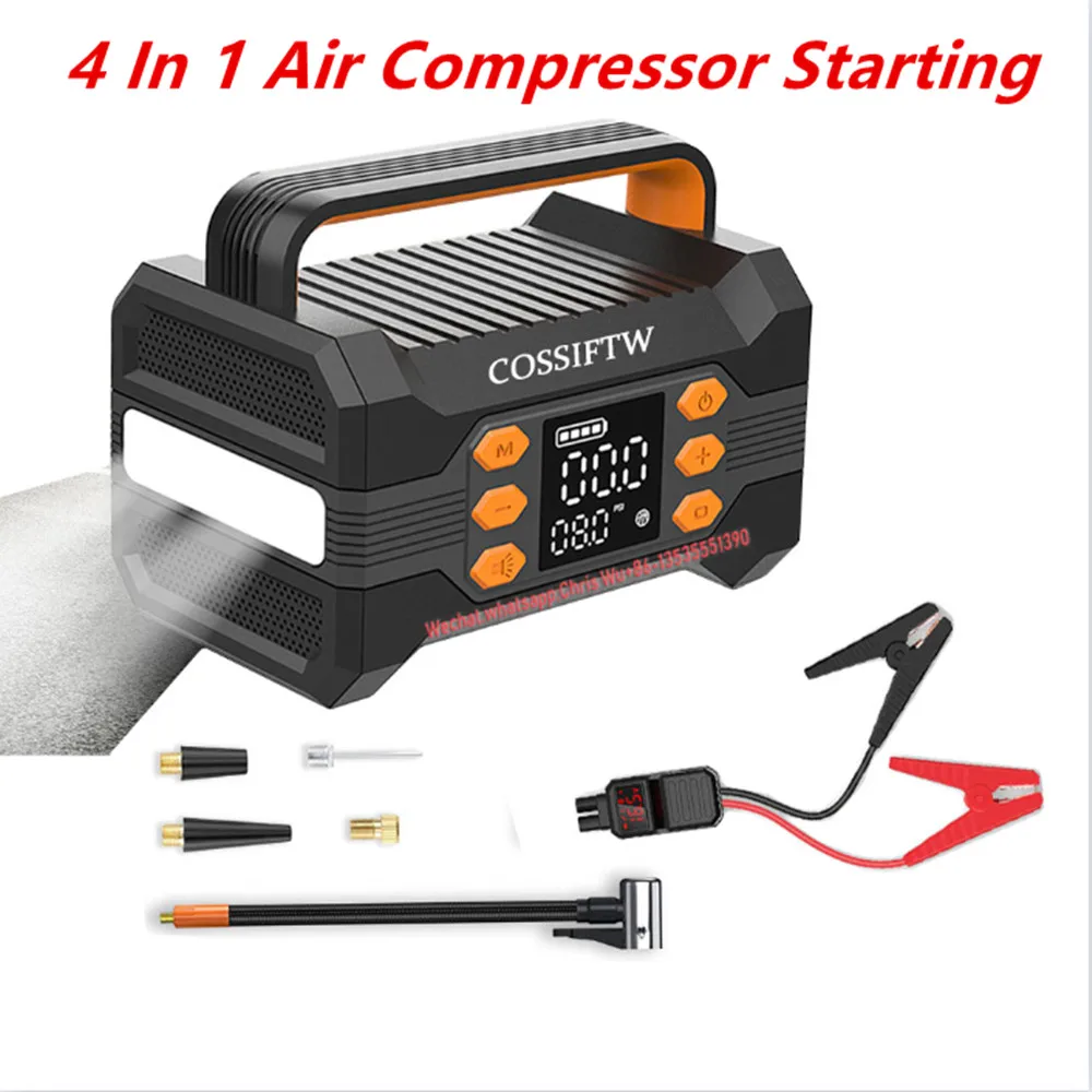 

24000mAh 4000A Car Jump Starter Air Pump Multifunctional 4 In 1 Air Compressor Starting Device Power Bank Battery Starter