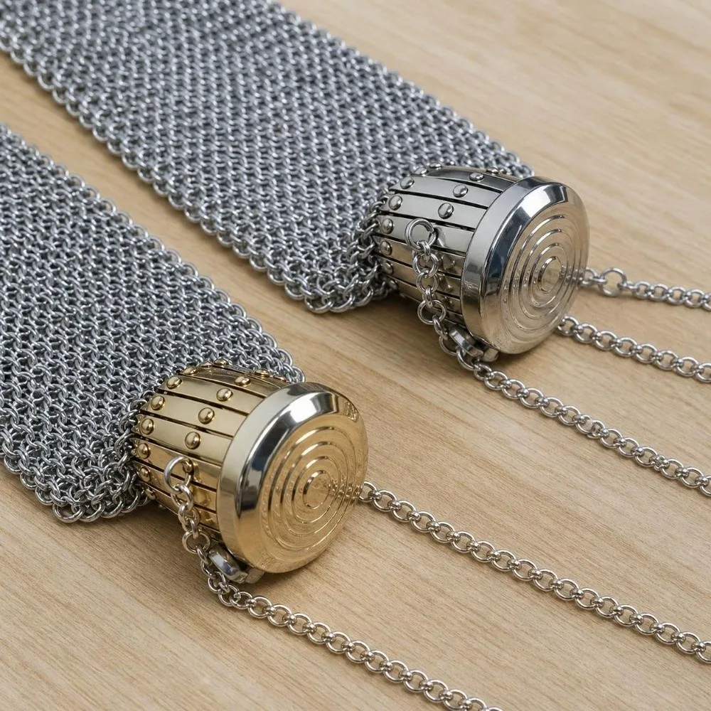 Stainless Steel 1920's English Coin Purse Expandable Handmade Double Mesh Coin Holder with Twist Lid Gate Top Shrink Coin Purse