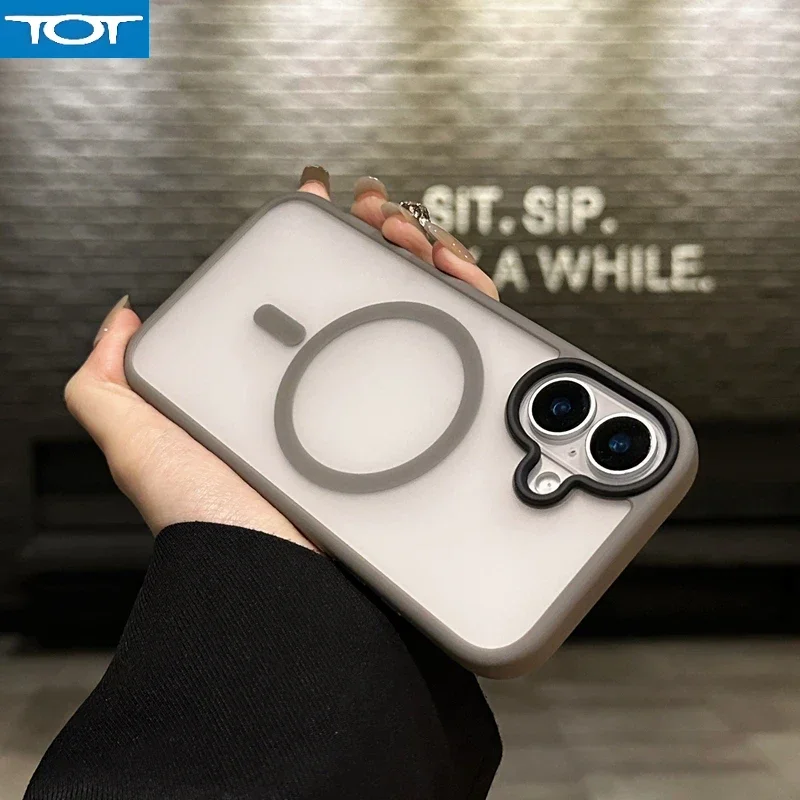 

Matte Magnetic Phone Case For iPhone 16 15 14 13 12 Pro Max 16 Plus Wireless Charging Soft Bumper Hard Translucent PC Cover